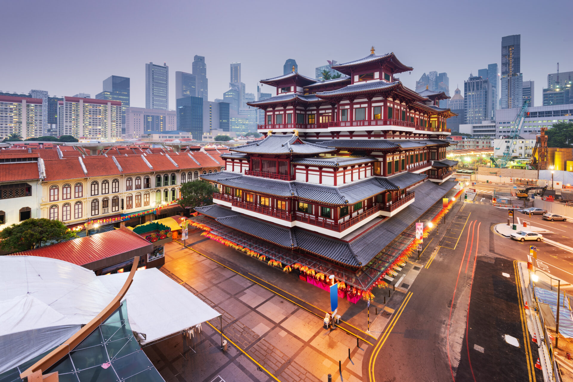 Colorful shophouses in Singapore's cultural district