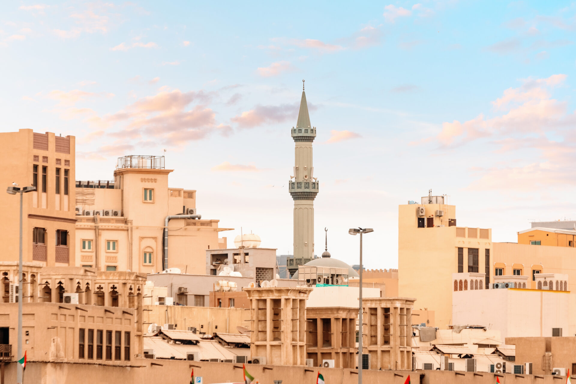 Old Dubai with traditional Abra boats on the creek
