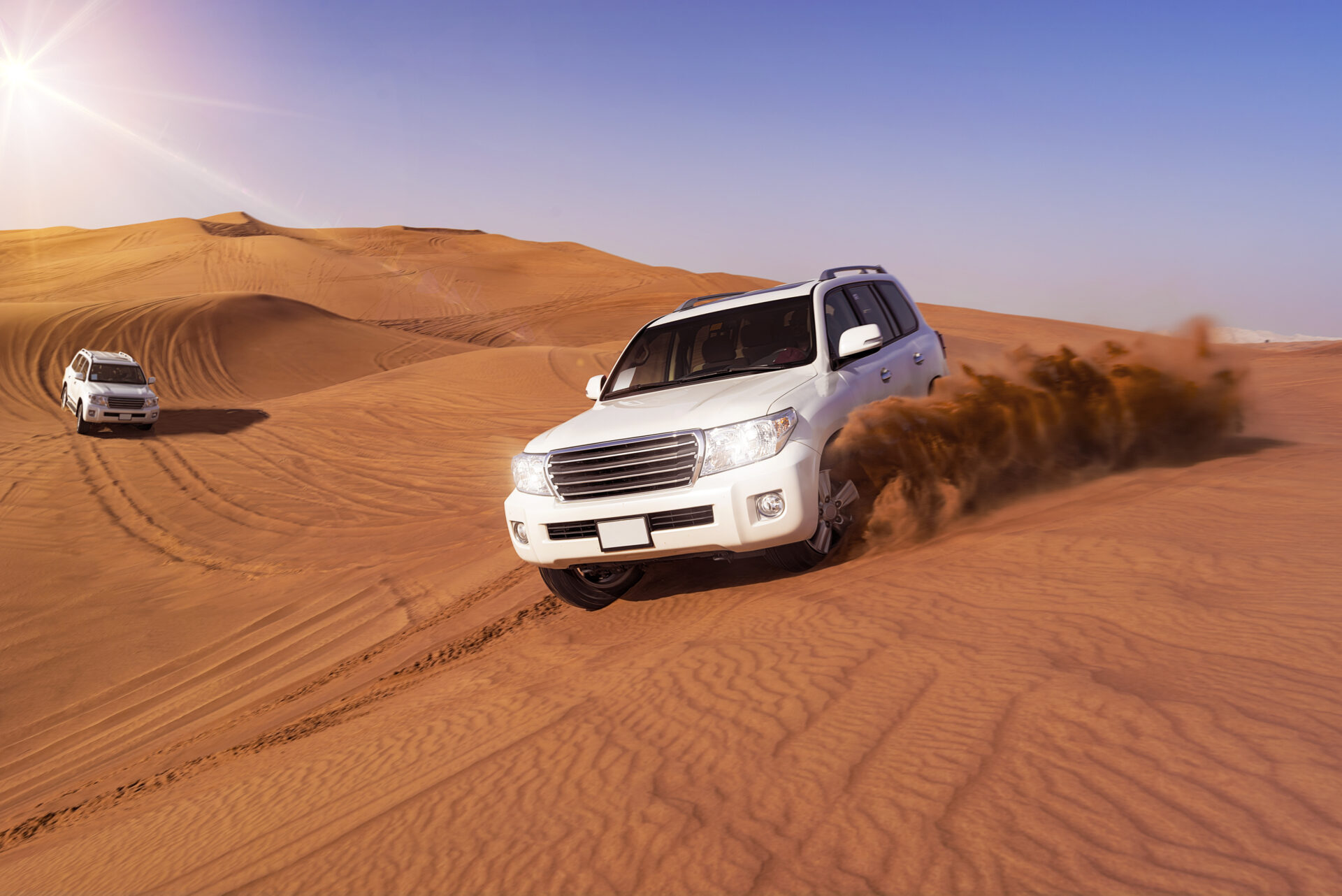 Sunset desert safari with camels